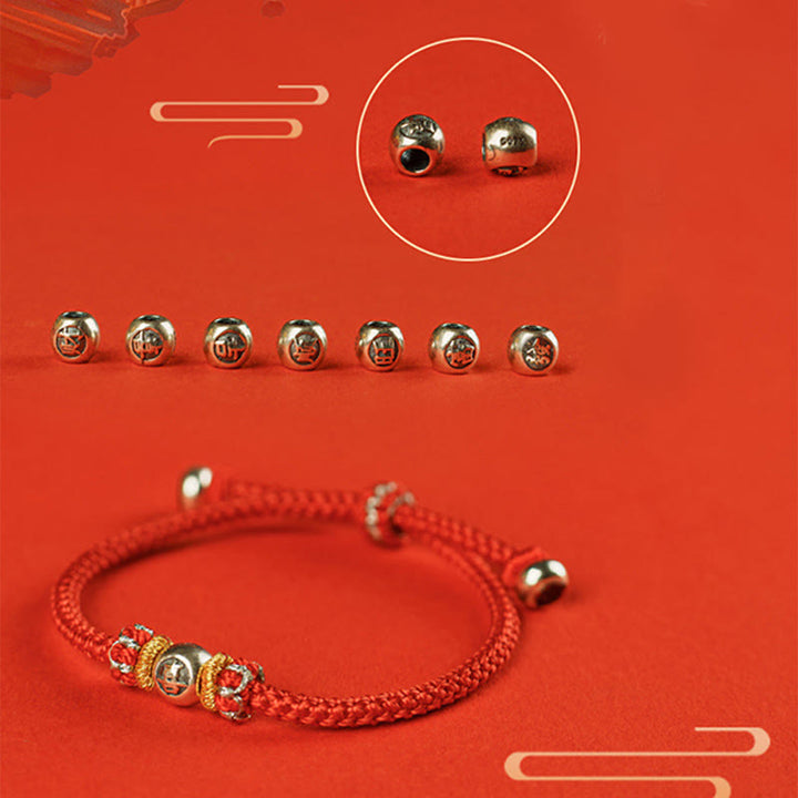Braccialetto di protezione con caratteri cinesi in corda rossa Buddha Stones