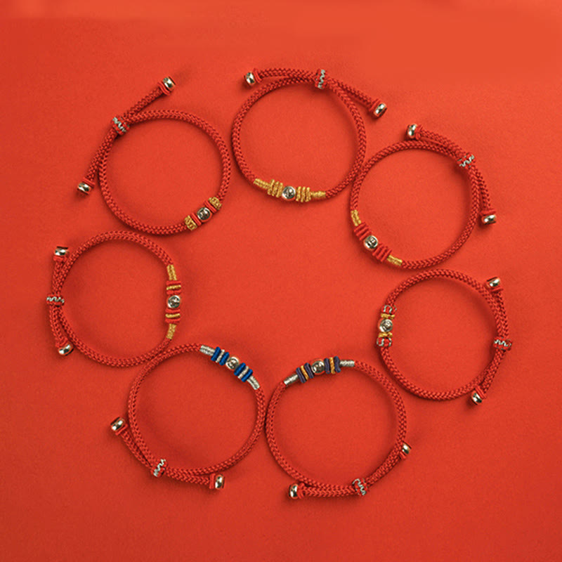 Braccialetto di protezione con caratteri cinesi in corda rossa Buddha Stones