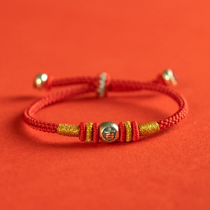 Braccialetto di protezione con caratteri cinesi in corda rossa Buddha Stones