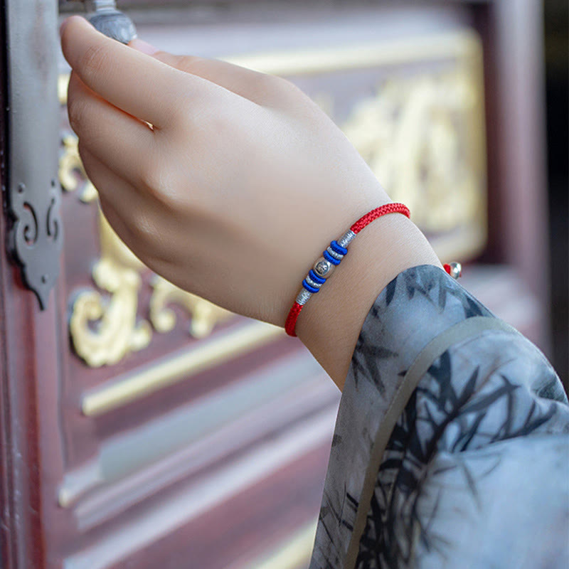 Braccialetto di protezione con caratteri cinesi in corda rossa Buddha Stones