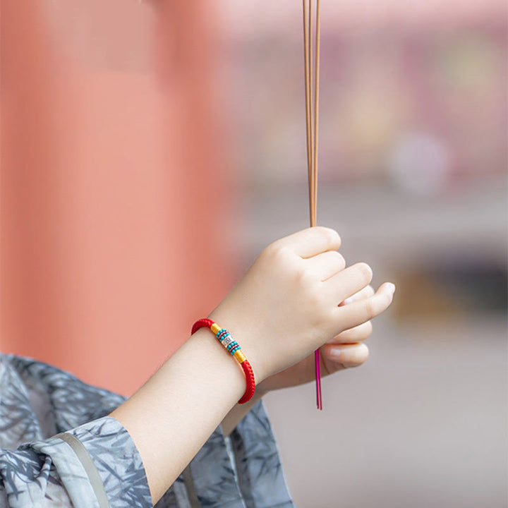 Bracciale di collegamento in argento sterling 925 con sei parole vere, corda rossa e corda nera Buddha Stones - image 10