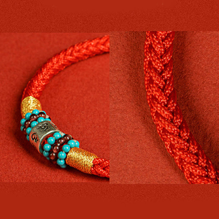 Bracciale di collegamento in argento sterling 925 con sei parole vere, corda rossa e corda nera Buddha Stones - image 15
