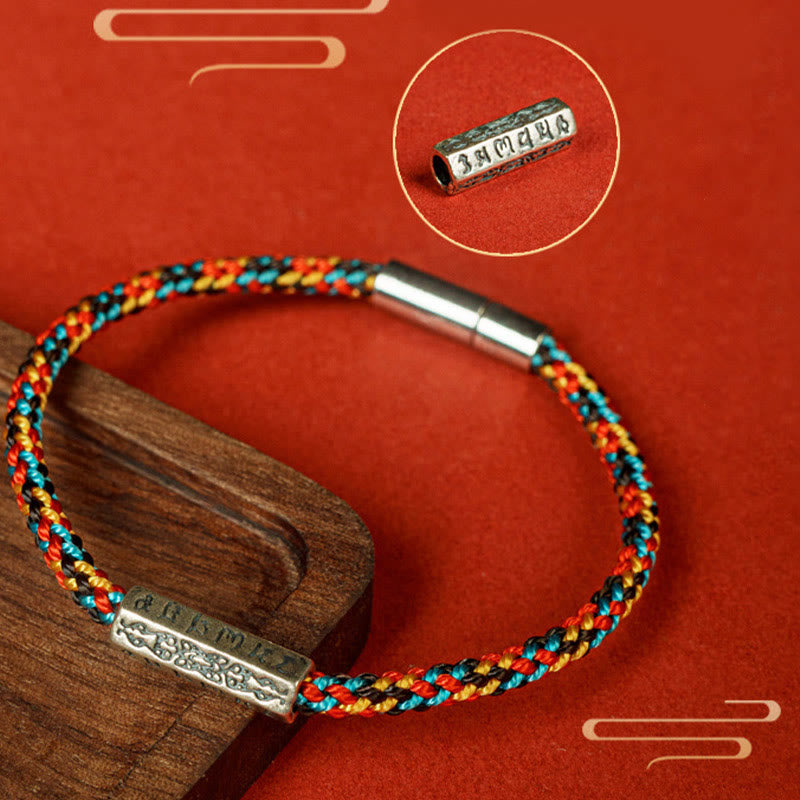 Braccialetto della fortuna in argento sterling 925 con sei parole vere, corda rossa e corda nera Buddha Stones - image 12