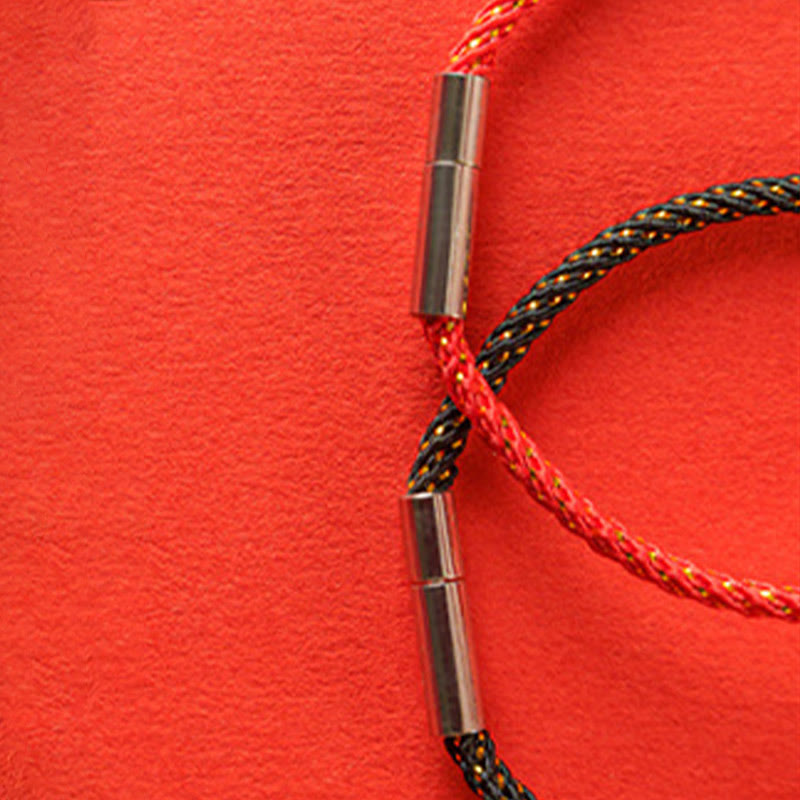 Braccialetto della fede con carattere Fu in argento sterling 925 Buddha Stones intrecciate