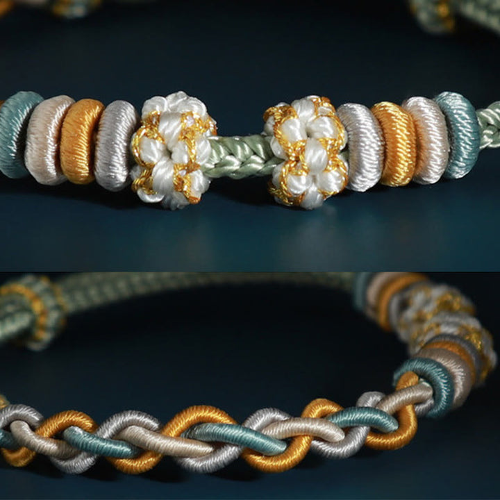 Braccialetto di collegamento Buddha Stones String Four Srand Peach Blossom
