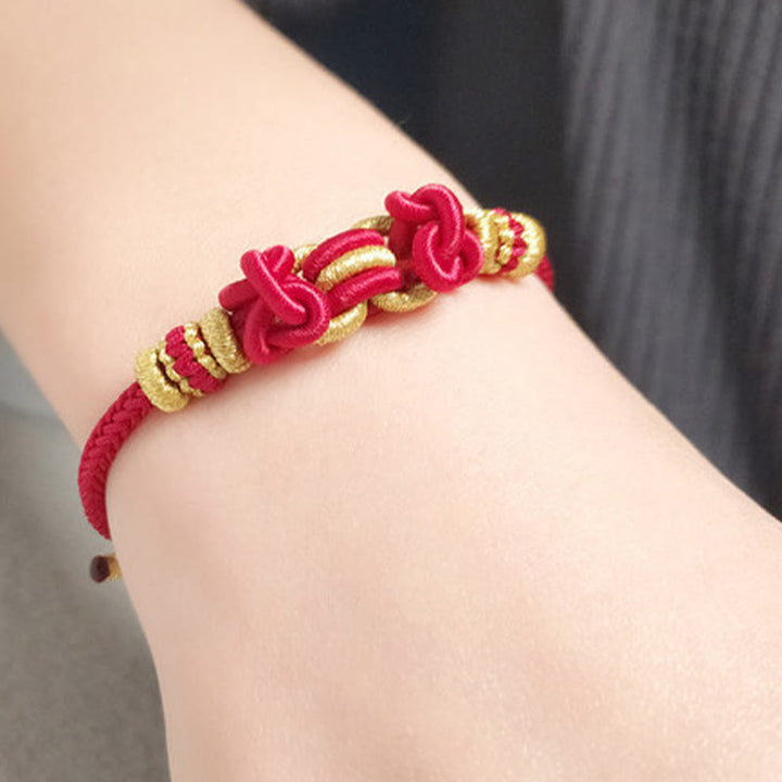 Braccialetto Buddha Stones Red String Saddle Knot Strength