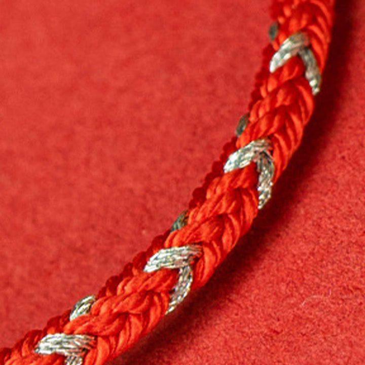 Bracciale portafortuna in argento sterling 925 con cordino rosso Buddha Stones