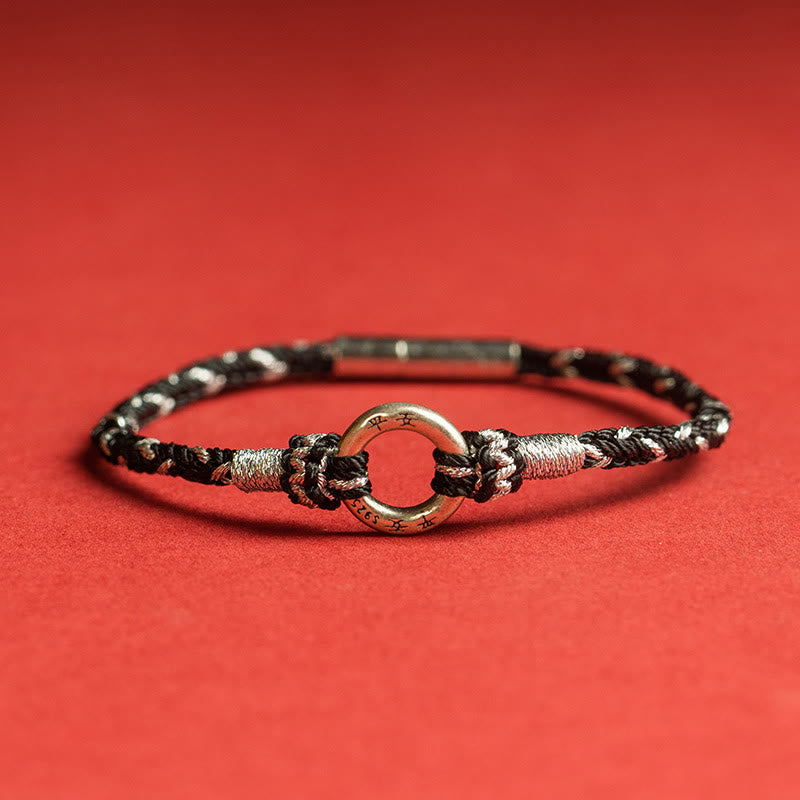 Bracciale portafortuna in argento sterling 925 con cordino rosso Buddha Stones - Nero - 19 centimetri - image 2