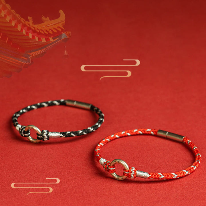 Bracciale portafortuna in argento sterling 925 con cordino rosso Buddha Stones
