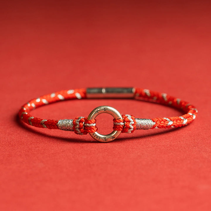 Bracciale portafortuna in argento sterling 925 con cordino rosso Buddha Stones