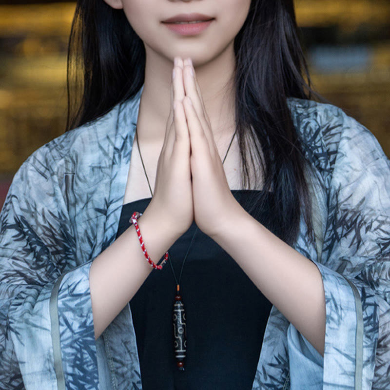 Bracciale portafortuna in argento sterling 925 con cordino rosso Buddha Stones - image 11