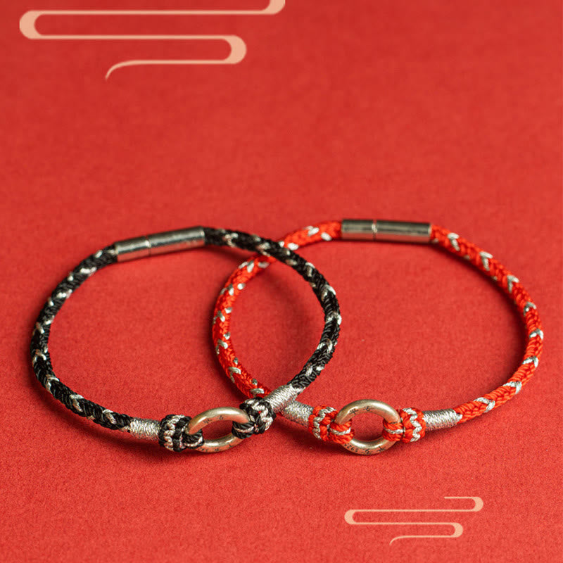Bracciale portafortuna in argento sterling 925 con cordino rosso Buddha Stones