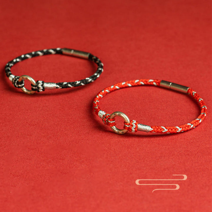 Bracciale portafortuna in argento sterling 925 con cordino rosso Buddha Stones