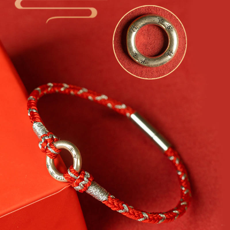 Bracciale portafortuna in argento sterling 925 con cordino rosso Buddha Stones