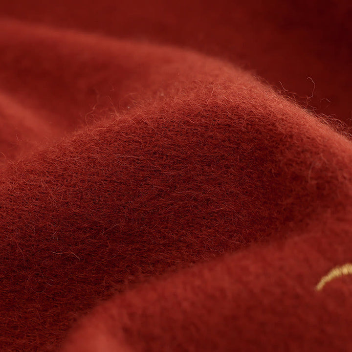 Buddha Stones , fiore rosso, paillettes dorate, ricamo con nappa, sciarpa da viaggio invernale e calda - image 3