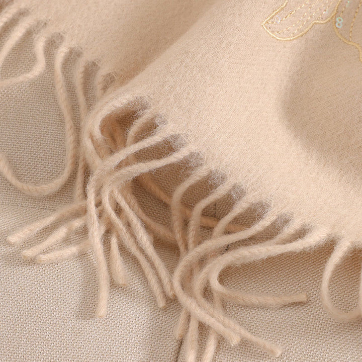 Buddha Stones, grandi fiori, paillettes, nappe, ricami, sciarpa da viaggio invernale e calda