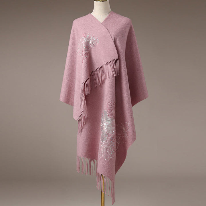 Buddha Stones, grandi fiori, paillettes, nappe, ricami, sciarpa da viaggio invernale e calda