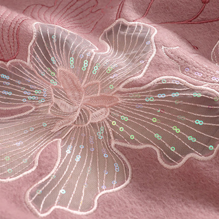 Buddha Stones, grandi fiori, paillettes, nappe, ricami, sciarpa da viaggio invernale e calda