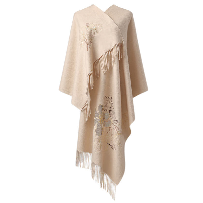 Buddha Stones, grandi fiori, paillettes, nappe, ricami, sciarpa da viaggio invernale e calda