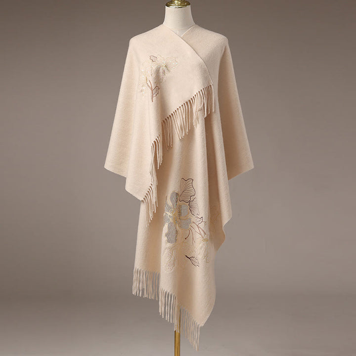 Buddha Stones, grandi fiori, paillettes, nappe, ricami, sciarpa da viaggio invernale e calda