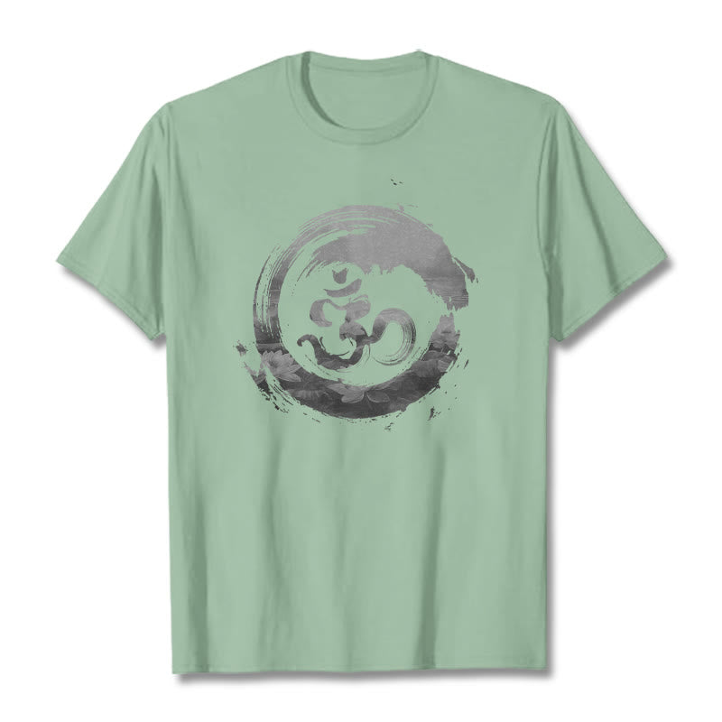 Maglietta in cotone Buddha Stones Om Lotus - Verde pallido - 2XL - image 18