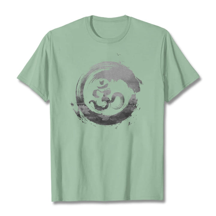 Maglietta in cotone Buddha Stones Om Lotus - Verde pallido - 2XL - image 18