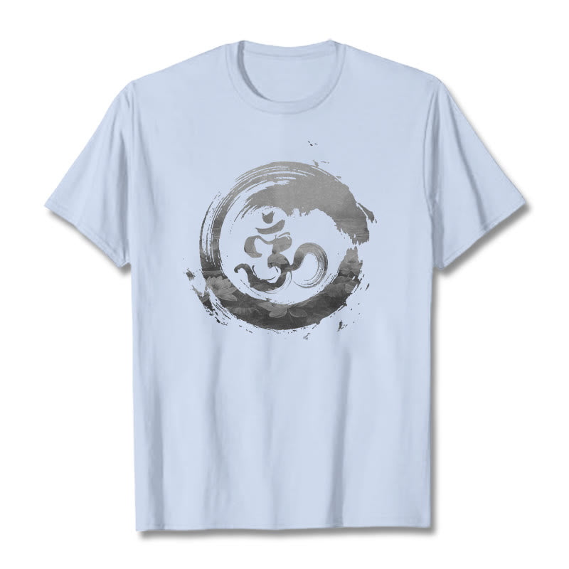 Maglietta in cotone Buddha Stones Om Lotus - Ciano chiaro - 2XL - image 10