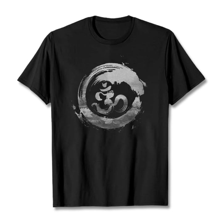 Maglietta in cotone Buddha Stones Om Lotus - Nero - 2XL - image 0