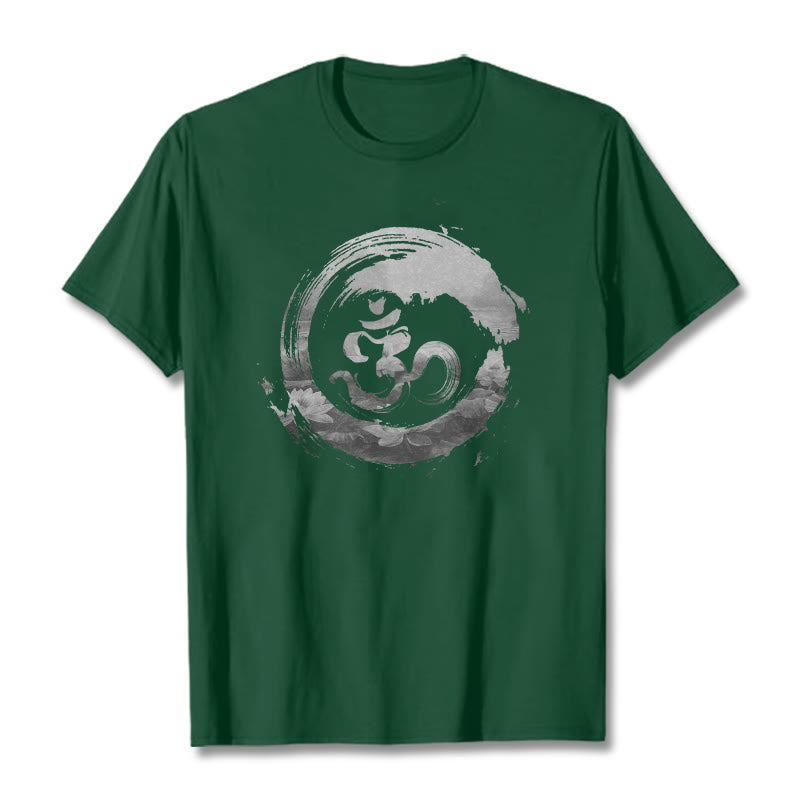 Maglietta in cotone Buddha Stones Om Lotus - Verde foresta - 2XL - image 9