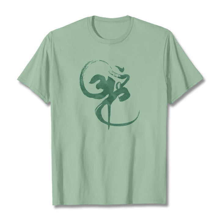 Maglietta in cotone con motivo Buddha Stones Om - Verde pallido - 2XL - image 32