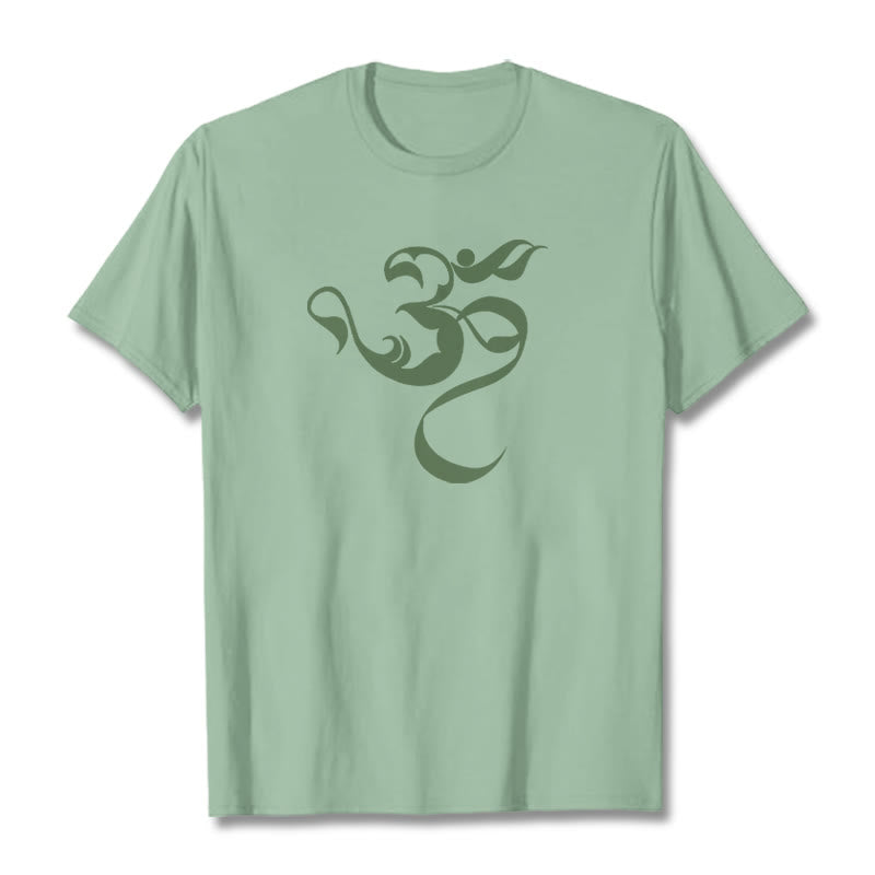 Maglietta in cotone con motivo Buddha Stones Om Figure - Verde pallido - 2XL - image 32