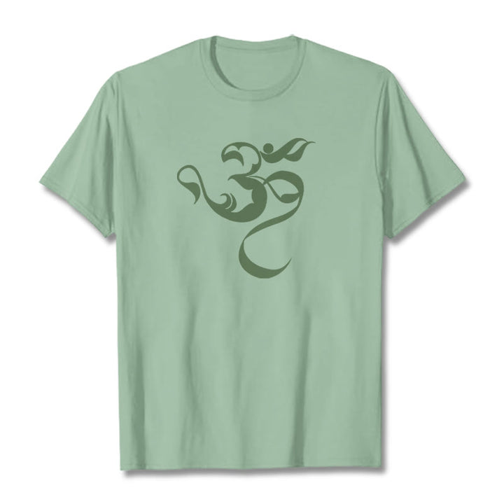 Maglietta in cotone con motivo Buddha Stones Om Figure - Verde pallido - 2XL - image 32