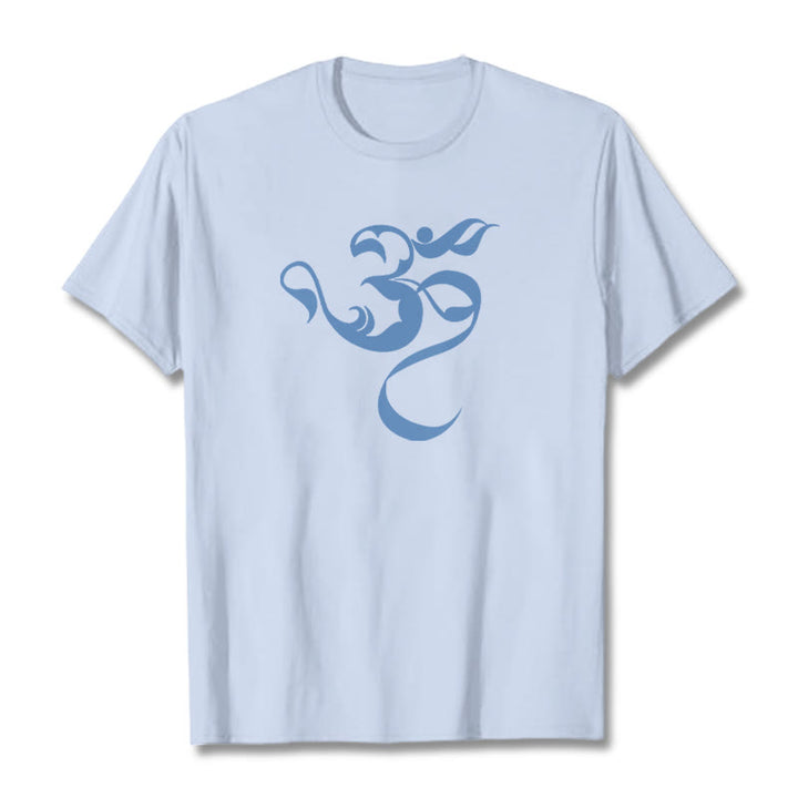 Maglietta in cotone con motivo Buddha Stones Om Figure - Ciano chiaro - 2XL - image 18