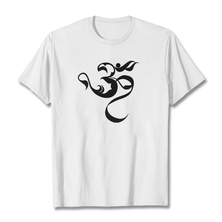 Maglietta in cotone con motivo Buddha Stones Om Figure - Bianco - 2XL - image 9