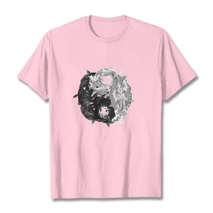 Maglietta in cotone con combinazione di Buddha Stones Yin Yang Koi Fish - Rosa chiaro - 2XL - image 34
