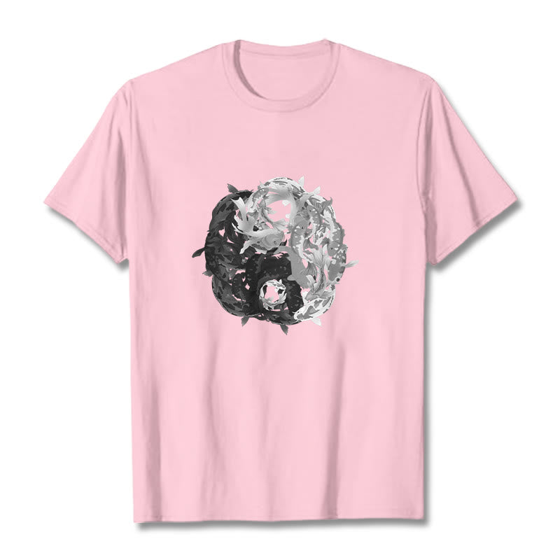 Maglietta in cotone con combinazione di Buddha Stones Yin Yang Koi Fish - Rosa chiaro - 2XL - image 35