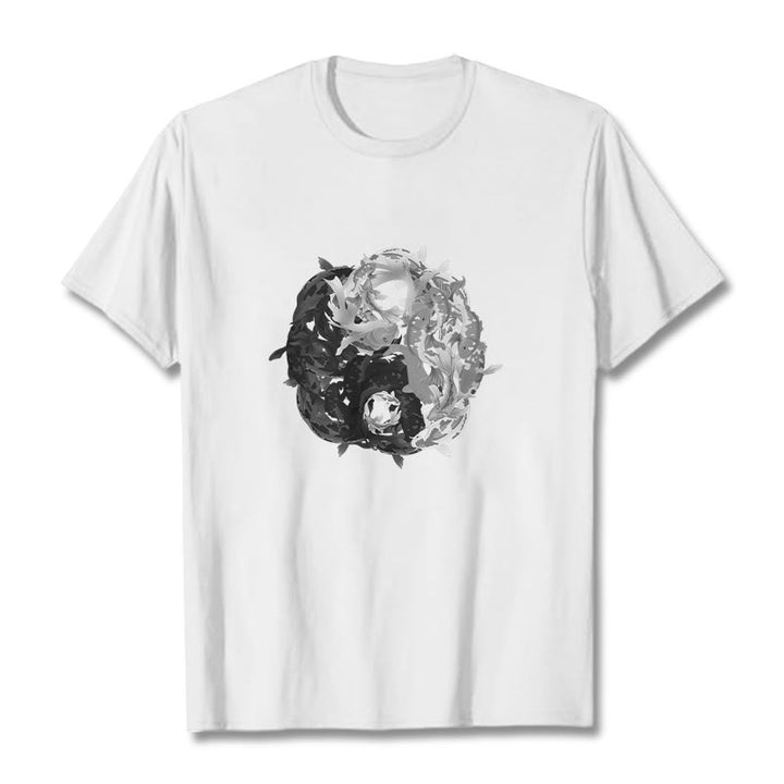 Maglietta in cotone con combinazione di Buddha Stones Yin Yang Koi Fish - image 1