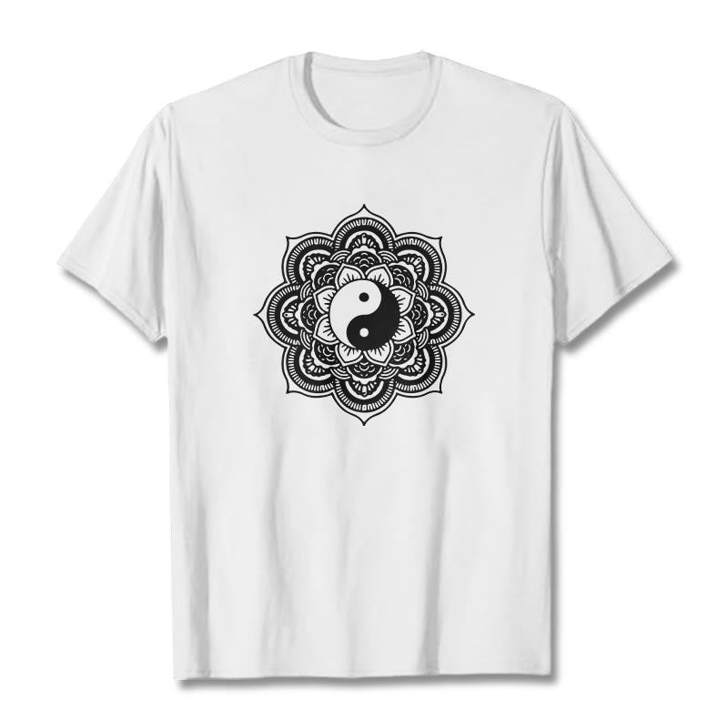 Maglietta in cotone con Buddha Stones Mandala Yin Yang - Bianco - 2XL - image 22