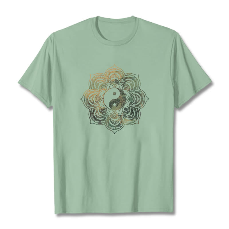 Maglietta in cotone con Buddha Stones Mandala Yin Yang - Verde pallido - 2XL - image 18