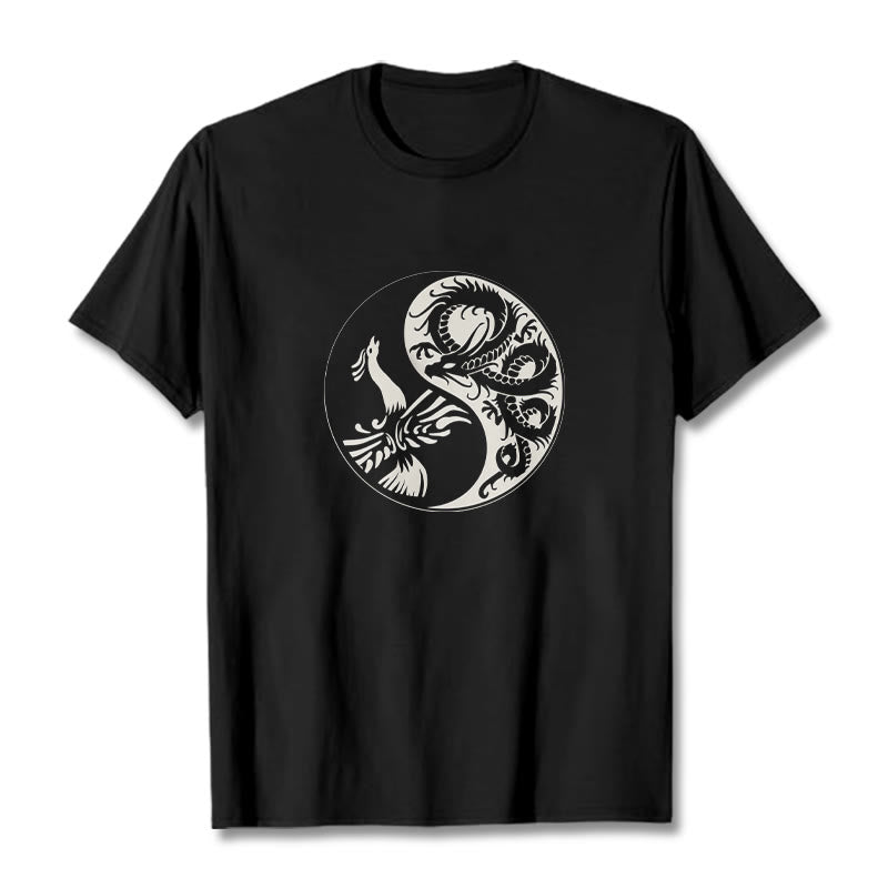 Maglietta in cotone con Buddha Stones e fenice Yin Yang - Nero - 2XL - image 1