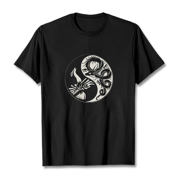 Maglietta in cotone con Buddha Stones e fenice Yin Yang - Nero - 2XL - image 1