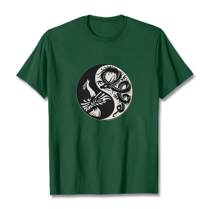 Maglietta in cotone con Buddha Stones e fenice Yin Yang - Verde foresta - 2XL - image 15
