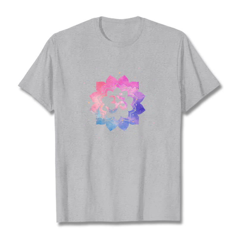Maglietta in cotone con motivo Buddha Stones Om e Lotus colorato - Grigio chiaro - 2XL - image 29