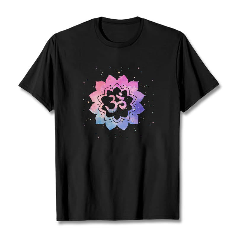 Maglietta in cotone con motivo Buddha Stones Om e Lotus colorato - Nero - 2XL - image 7
