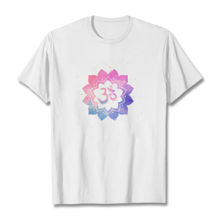 Maglietta in cotone con motivo Buddha Stones Om e Lotus colorato - Bianco - 2XL - image 1