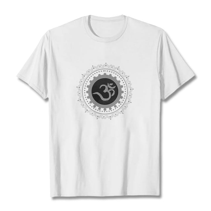 Maglietta in cotone con motivo Buddha Stones Om Mandala