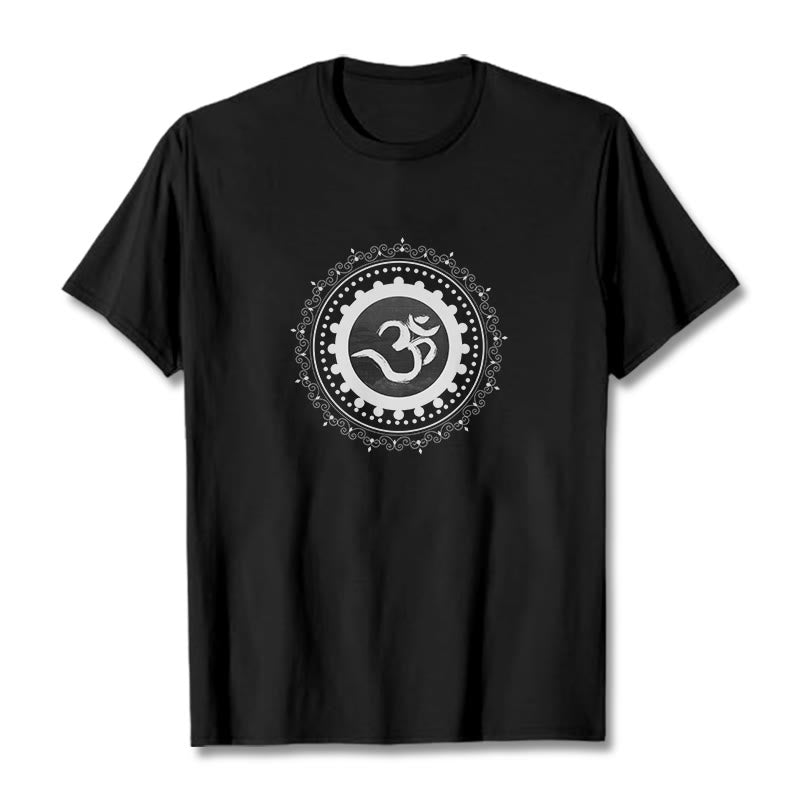 Maglietta in cotone con motivo Buddha Stones Om Mandala