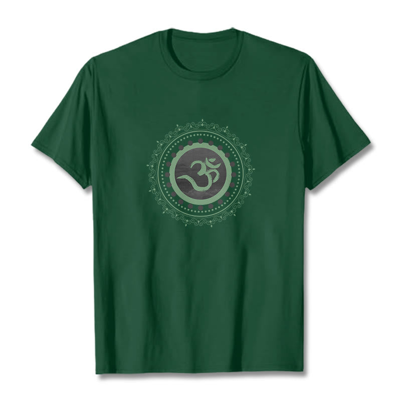 Maglietta in cotone con motivo Buddha Stones Om Mandala - Verde foresta - 2XL - image 17
