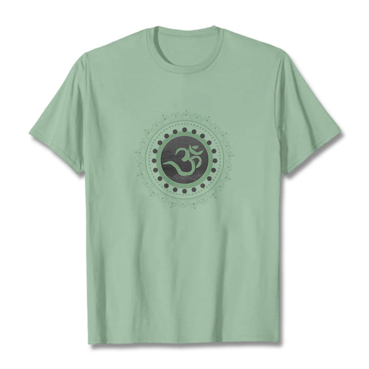 Maglietta in cotone con motivo Buddha Stones Om Mandala - Verde pallido - 2XL - image 19