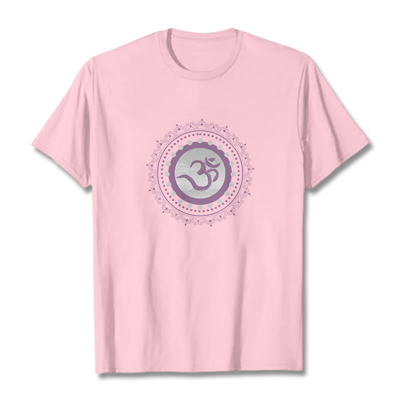 Maglietta in cotone con motivo Buddha Stones Om Mandala